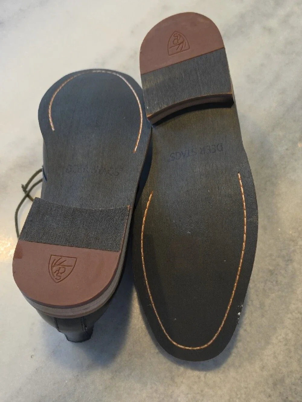 Deer Stags Black Leather Chukka Boots with Tan Outsole